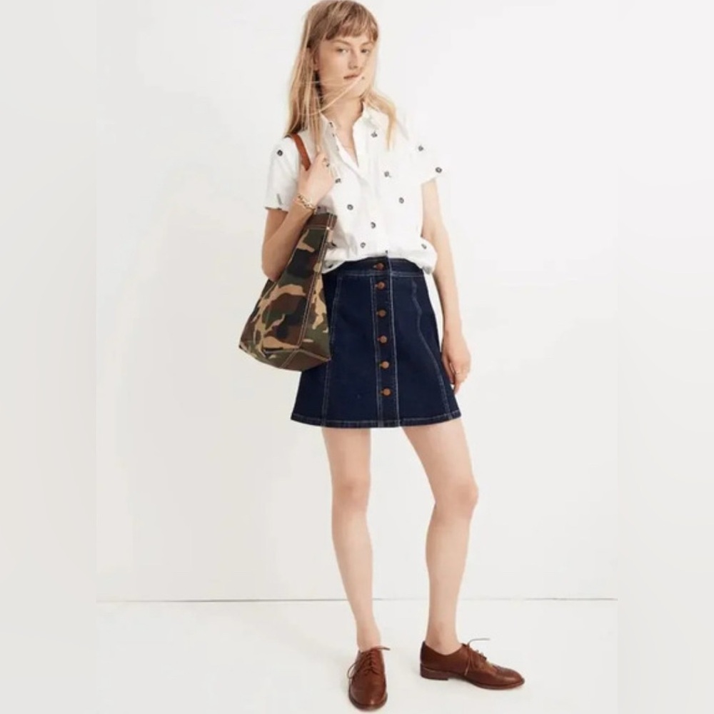 Madewell Stretch Denim A-Line Mini Skirt - Classic Preppy Y2K Academia Size 2